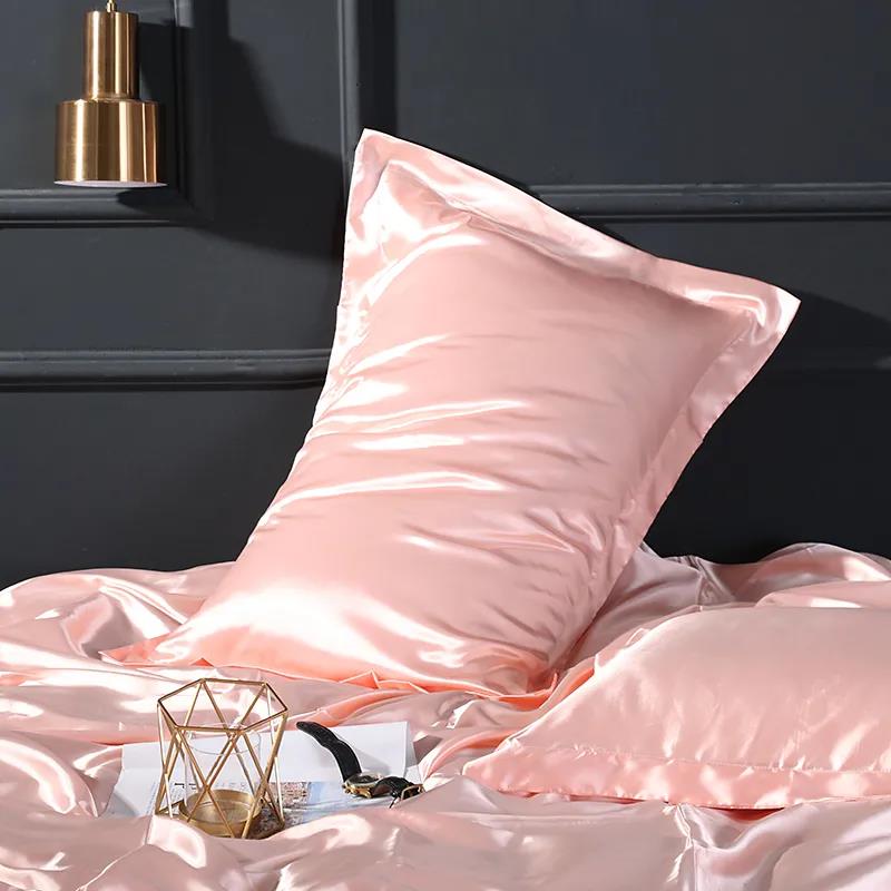 48*74cm Summer Silk Pillowcase Solid Color Soft Skin-friendly Pillowcase Pair