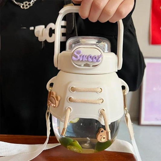 Water Cup Girls Large-capacity Design Sense Straw Summer Belly Kettle 1200 Ml High Temperature Water Bottle Cup