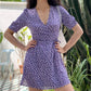 Dress Floral European and American Sexy and Slim V-neck Daisy Print Short-sleeved Fresh Dress