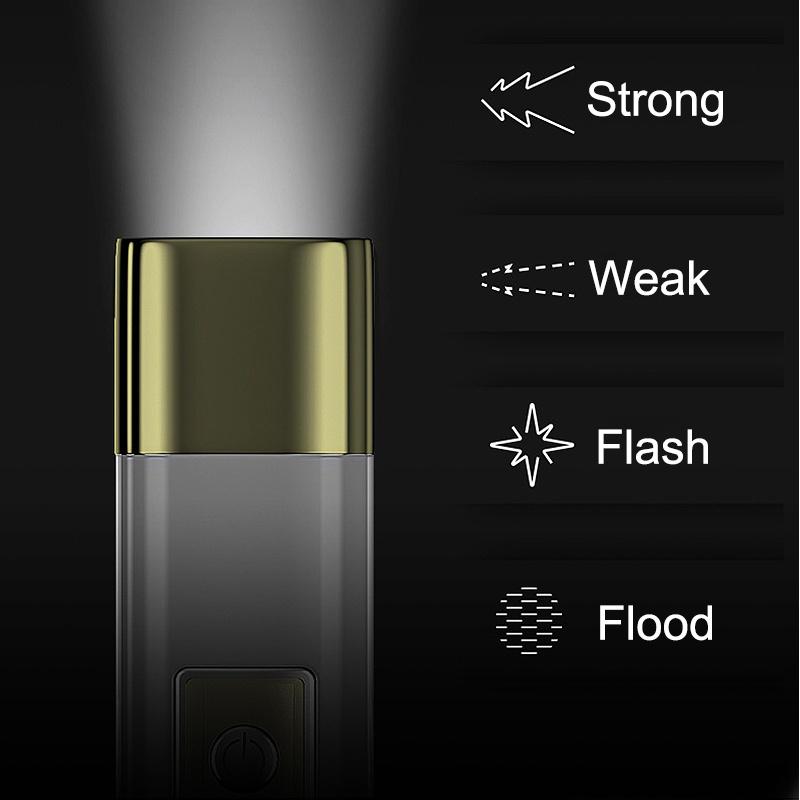 Professional Two-in-one LED Flashlight USB Rechargeable IPX6 Waterproof 4 Modes Outdoor Portable Waterproof ABS Strong Light Power Bank