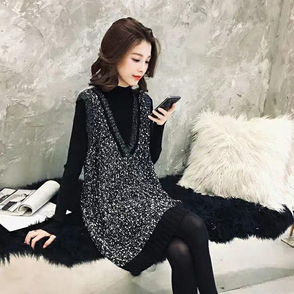 Spring and Autumn Vest Bottoming Knitwear Mid-length Loose Sleeveless Sweater Women