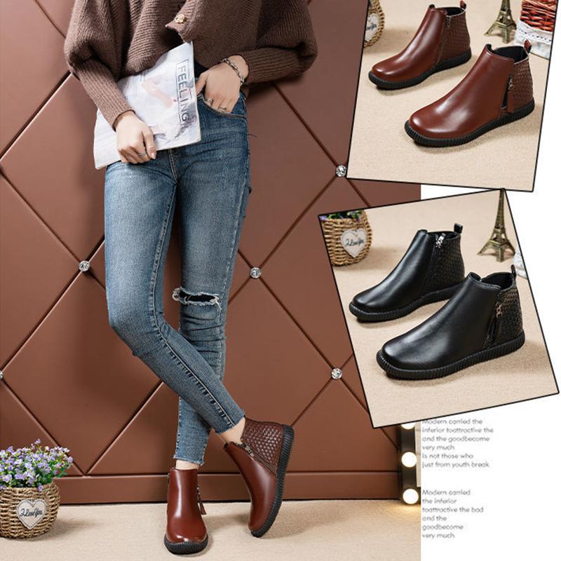 Women's Boots Soft-soled Autumn Winter Boots Warm and Velvet Non-slip Soft-soled Cotton Shoes Flat Shoes