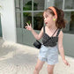 Summer Kids Cute  Girls Summer Thin Camisole Tube Top Mixed Color Striped Halter Fine Flashing Vest