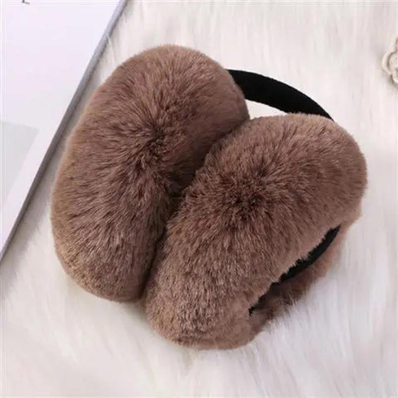 Women's Autumn Winter Foldable Earmuffs Cute Imitation Rabbit Fur Plush Ear Muffs Warm Ear Pad Thick Thermal Earflap Soft Comfortable Ear Cap