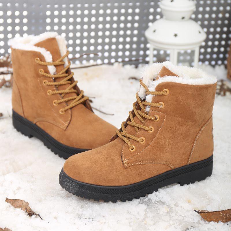 Winter Women's Artificial Plush Sneakers Waterproof Non-slip and Warm High-top Shoes