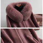 100% Cashmere Overcoat Women's Long Fur Coat Hooded Plus Size Wool Trench Coat with Fox Fur Collar