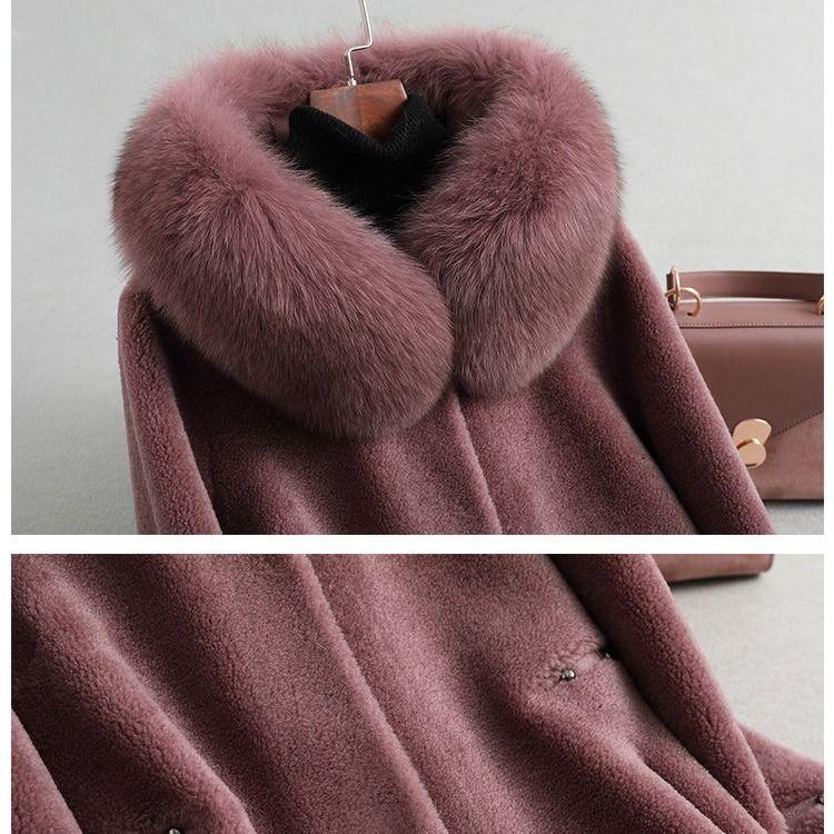 100% Cashmere Overcoat Women's Long Fur Coat Hooded Plus Size Wool Trench Coat with Fox Fur Collar