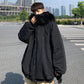Winter Men's Big Fur Collar Hooded Cotton-padded Jacket Plus Velvet Thickening Korean Version of The Trend of Hong Kong Style Loose Jacket