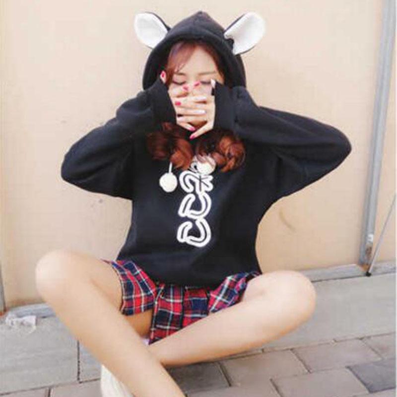 Sweatshirt wild large size long sleeve warm hooded top autumn and winter sweater cotton women's