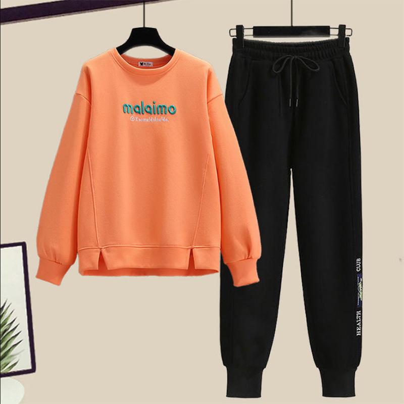 Suit Early Spring Sports Sweater Suit Women's Solid Color Style Western Style Age-reducing Sweatpants Two-piece Set Women