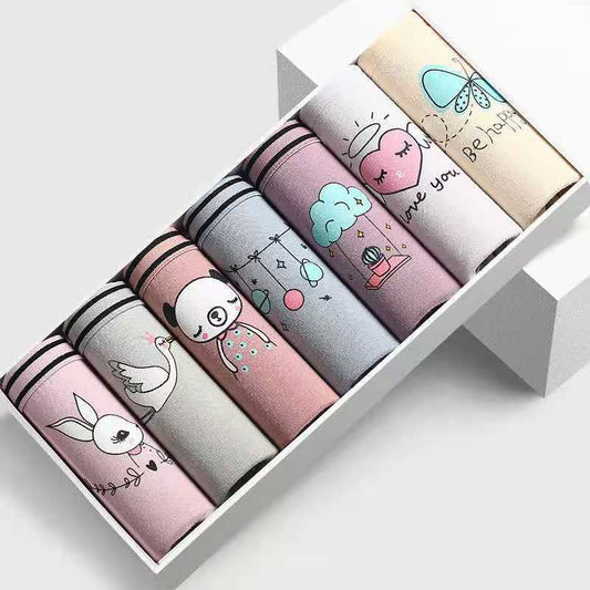 7-Pack Women's Plus Size Underwear Student Low-rise Pants Women's Cotton Underwear
