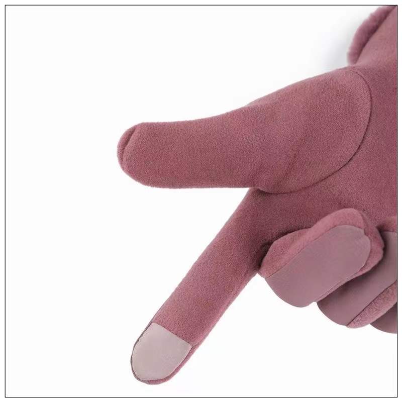 Women's Winter Cotton Gloves Touch Screen Cold-proof Plus Velvet Thickening Waterproof Mittens for Riding Driving Thermal Solid Gloves Knitting Gloves