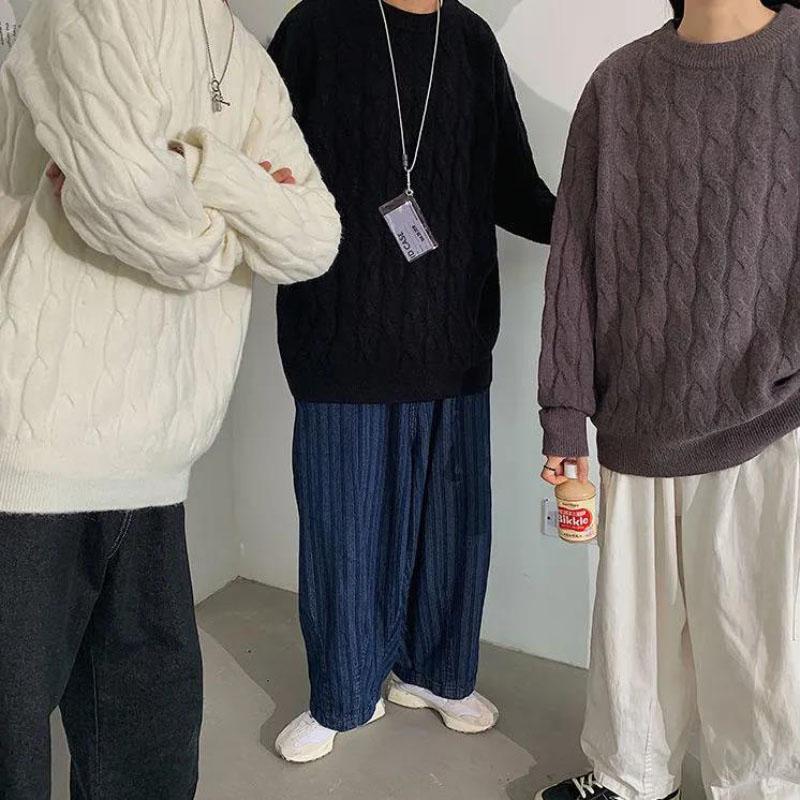 Sweater Men's Winter Warm and Comfortable Loose Couple Clothes Autumn and Winter Knit Sweater Handsome Long-sleeved Sweater