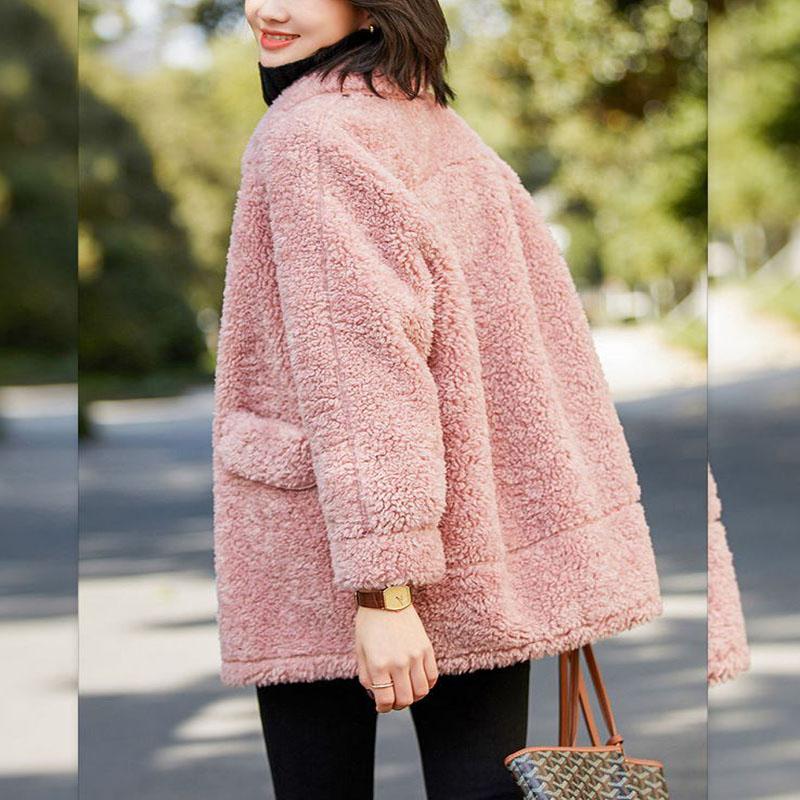 Fashion Ladies Lapel Lamb Velvet Jacket Winter Long Large Size Button Jacket Thick Warm Long-sleeved Cardigan Jacket