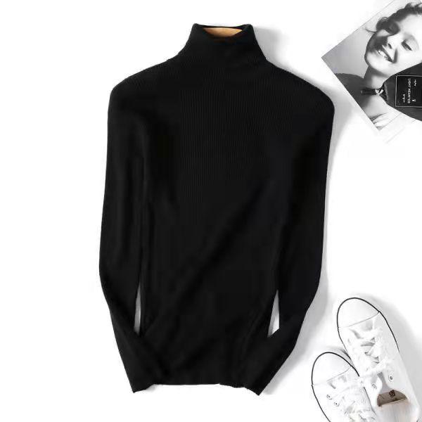 Women's Sweater Thickened Turtleneck Warm Autumn and Winter Knitted Women's Stretch Soft Pullover