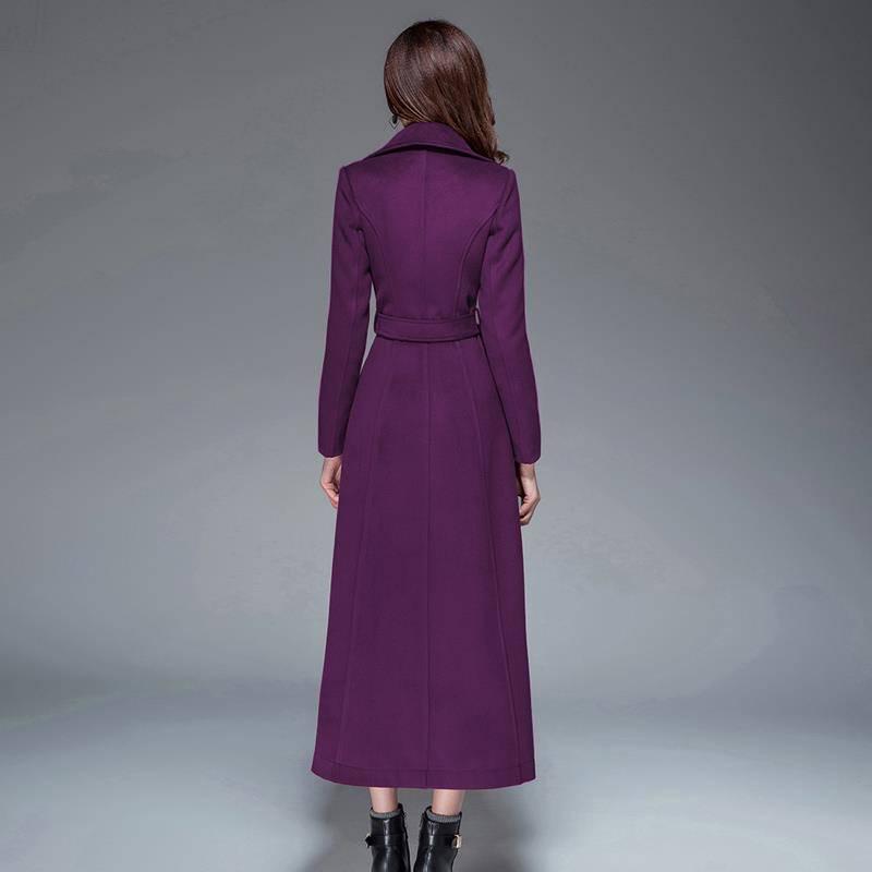 Women Wool Coat Women Slim Long Woolen Coats with Belt Winter Coat Woolen Overcoat 2019 Wool Jackets