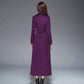 Cotton Thickened Over-the-knee Coat Women's Super Long Waist Autumn and Winter Solid Color Woolen Coat Slim Fit Thick Woolen