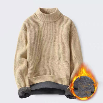 Fall/Winter Men's Sweater Round Neck Warm Knit Sweater Half Turtleneck Sweater Youth Men's Clothing