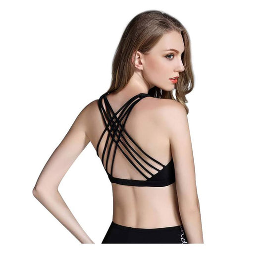 Fitness Sports Bra for Women Push Up Solid Cross Back Yoga Running Gym Workout Femme Shockproof Bra