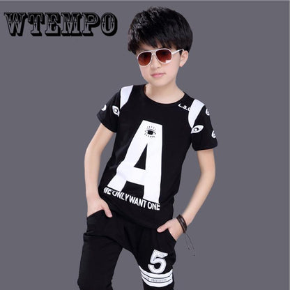 Summer Baby Boys Girls Clothes Sets Short Sleeve Letter Print T-shirt Tops+Shorts Outfits