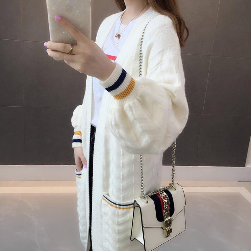 Autumn and Winter Mid-length Knitted Cardigan Loose Casual Sweater Long-sleeved All-match
