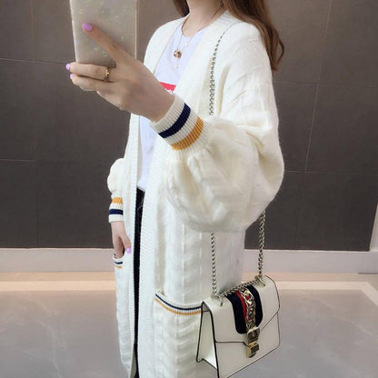 Autumn and Winter Mid-length Knitted Cardigan Loose Casual Sweater Long-sleeved All-match