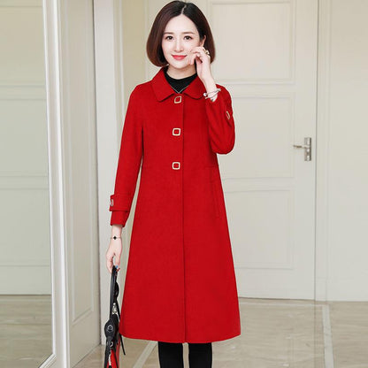Womens' Woolen Coat Casual Warm Single Breasted Wool Overcoat Women Jacket