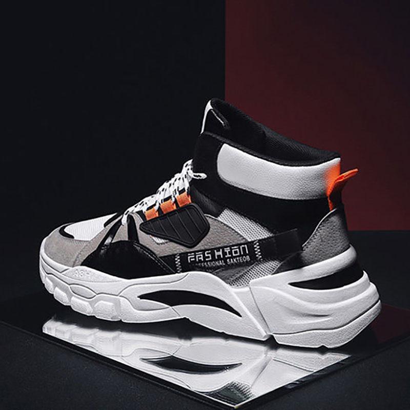 Spring Men's High-top Sports Shoes Men's All-match Height Increase Shoes Breathable Student Shoes Men
