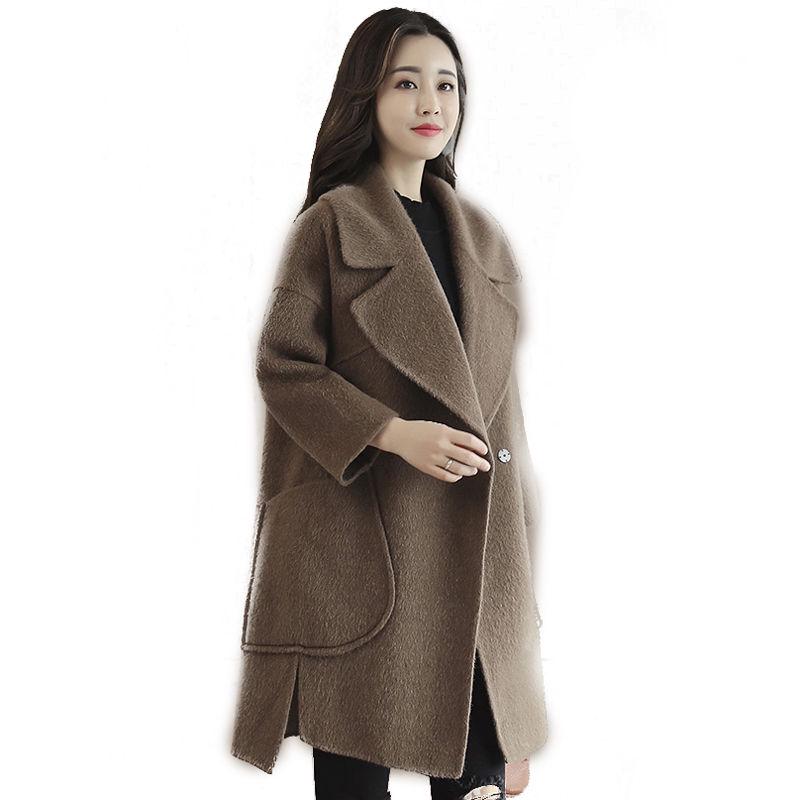 Autumn Winter Coat Women 2019 Casual Wool Solid Jackets Blazers Female Elegant Long Coat Ladies Coat