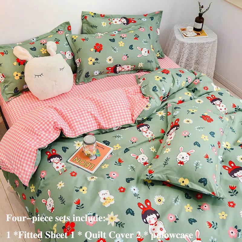 Fitted Sheet Bed Suit Four-piece Set of 1.5 Meters 1.8 M Bed Thick Grinding Cotton Home Bed Set of Gravar