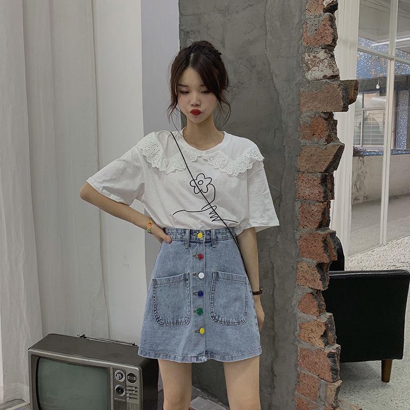 Denim Skirt Spring Summer Women Short A-line Buttom Skirts High Waist Slim Pocket Clothes for Female Causal Summer Women Skirt