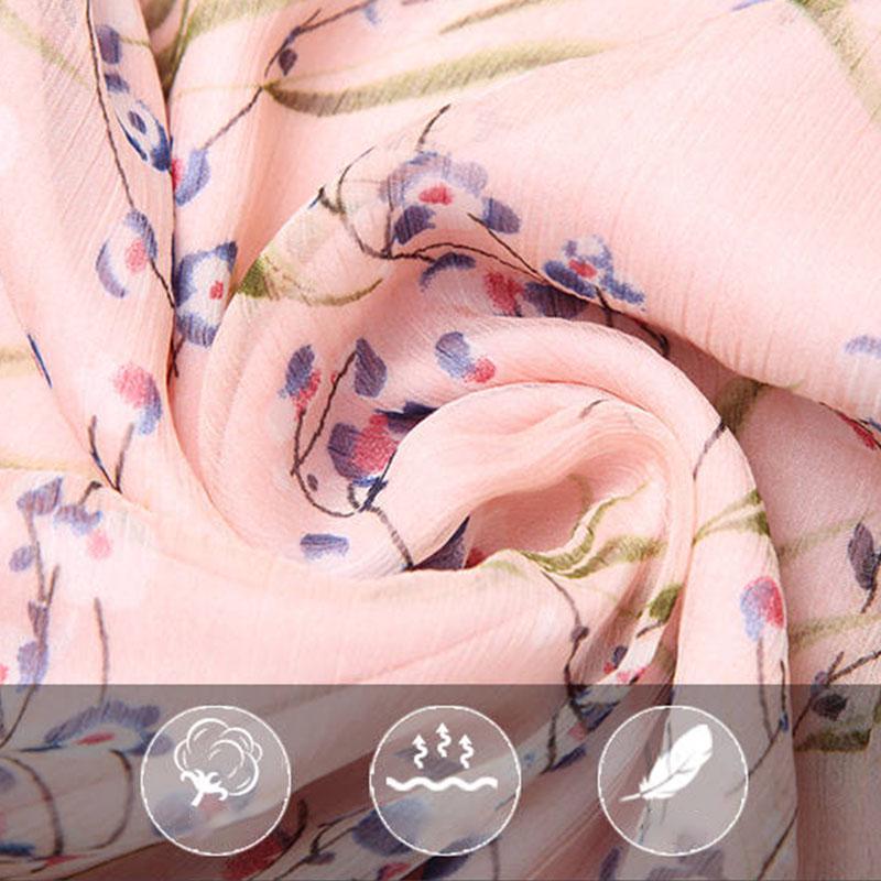 Pofulove Summer floral print dress knee-length round neck Sexy hollow out chiffon boho ruffled dress