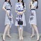 Striped Shirt Chiffon Female Dress A-line Printed Skirt with Waist and Thin Temperament