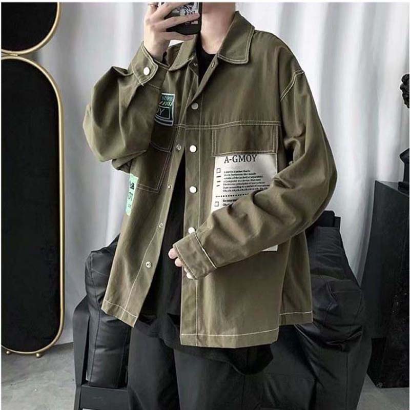 Spring and Autumn Stitching Men's Denim Jacket Trend Student Youth Loose Overalls
