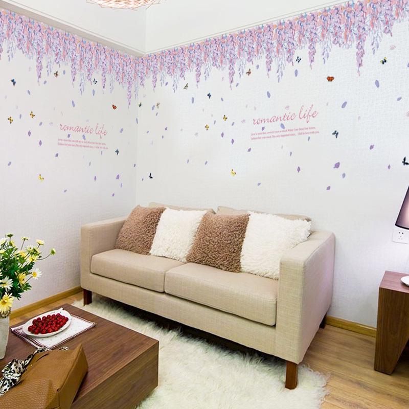 Romantic Wisteria Rose Baseboard Bedroom Living Room porch Corner Decorative Wall Stickers wallpaper