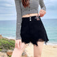 White Denim Shorts Women's Summer Loose High Waist All-match A-line Wide-leg Ripped Shorts