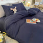Pure Color Simple Nordic Fengshui Washed Cotton Four-piece Quilt Cover Sheet Student Dormitory Three-piece Bedding