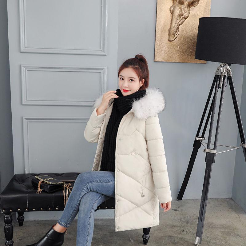 Winter Women's Mid-length Padded Jacket Korean Version of Thick Fur Collar Padded Jacket