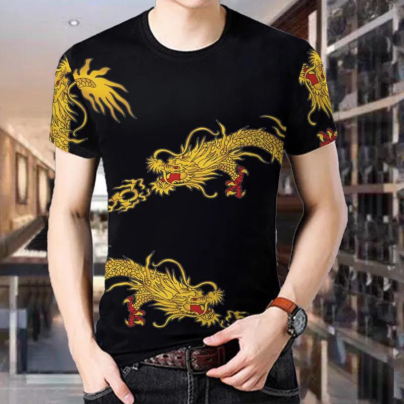 3D Dragon Print Shirt Men Tees Summer Fashion T-shirt Half Sleeve Overshirt Loose Comfortable Pullover