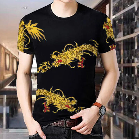 3D Dragon Print Shirt Men Tees Summer Fashion T-shirt Half Sleeve Overshirt Loose Comfortable Pullover