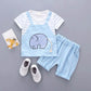 Baby Summer Short-sleeved Shorts Breathable Suit Cute Stitching Cartoon Like Baby Children's Outing Clothes Two-piece Set