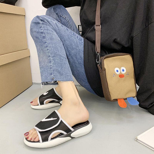 Sandals women summer casual sandals and slippers ladies wear flat bottom thick bottom with a belt