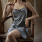 Female Summer Vintage Ice Silk Sleep Suspender Dress Soft Elegant Slim Solid Backless Short Dress