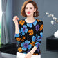 Autumn Women's Thin Printed Sweater Round Neck Pullover Long Sleeve Bottoming Shirt Plus Size Sweater