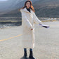 Down Jacket Women's Winter Mid-length Korean Thick Solid Color Hooded Over-the-knee Long Padded Jacket Cotton Jacket