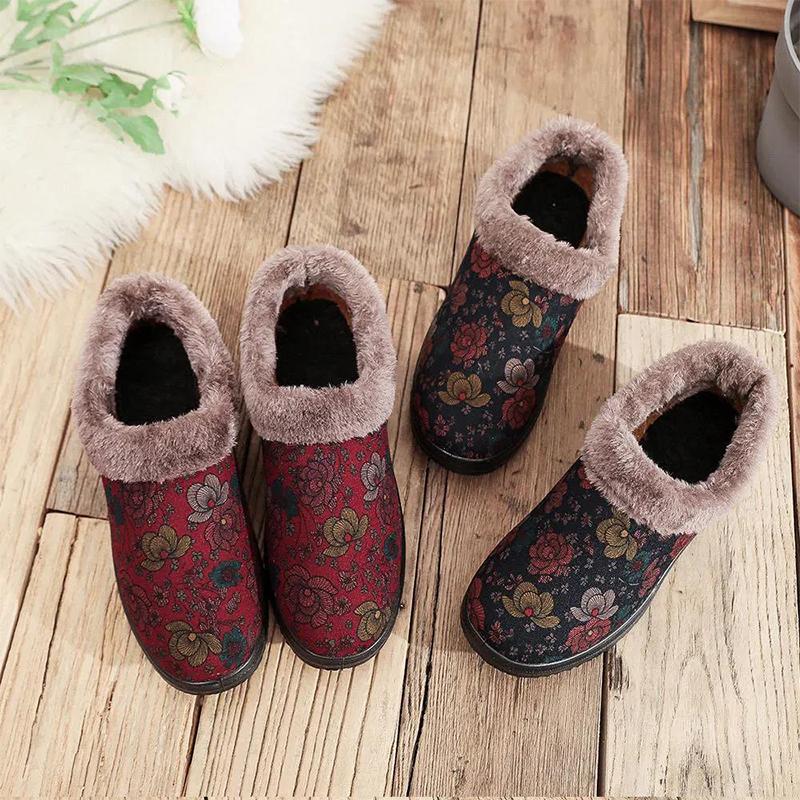 Winter Women's Cotton Shoes Non-slip Warm Shoes Elderly Cotton Shoes Women Winter Plus Velvet, Comfortable Soft Sole