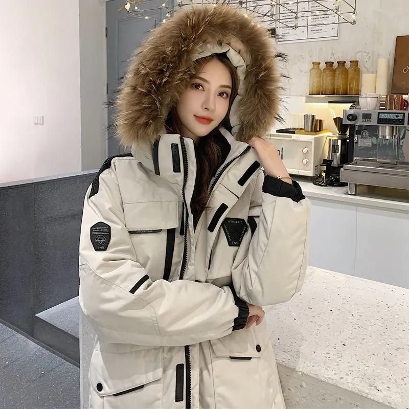 Women's Short Down Jacket Korean Star Outdoor Winter Coat Large Size Women's Autumn and Winter Big Fur Collar Warm Cotton Clothing Couple Clothes
