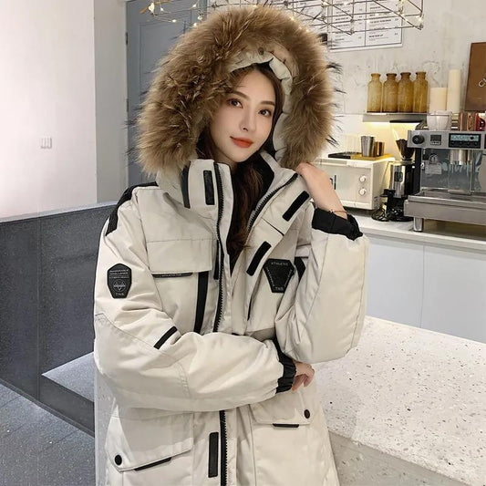 Women's Short Down Jacket Korean Star Outdoor Winter Coat Large Size Women's Autumn and Winter Big Fur Collar Warm Cotton Clothing Couple Clothes