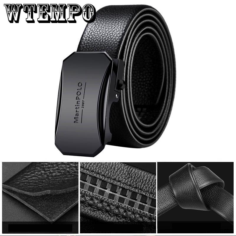 Brand Genuine Leather Automatic Buckle Vintage Casual Men Belt black Cowbody Jeans Belt
