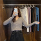 Knit Bottoming Sweater Cardigan Sweater Women V-neck Outer Wear Spring and Autumn Hedging Inner Wear Thin Section Long-sleeved Blouse Cardigan Jacket